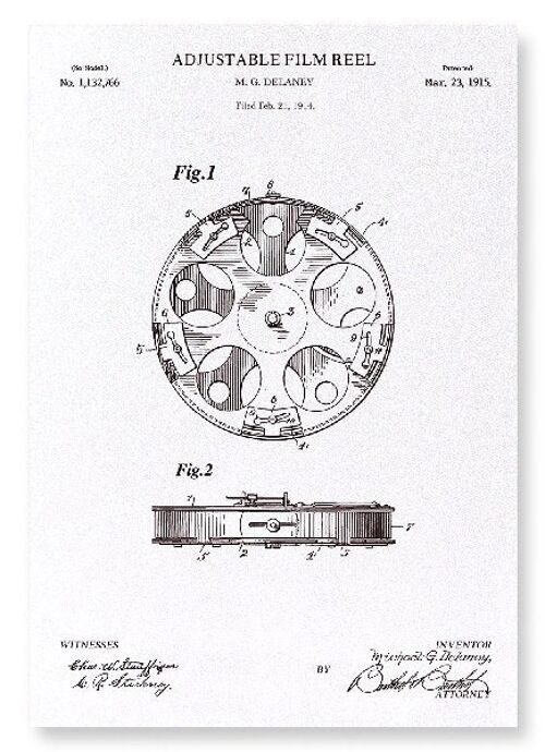 PATENT OF ADJUSTABLE FILM REEL 1915  Art Print