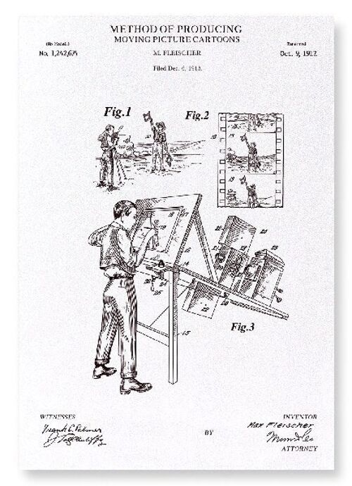PATENT OF MOVING PICTURE CARTOONS 1917  Art Print