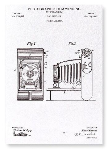 BREVET DE BOBINAGE DE FILM PHOTOGRAPHIQUE 1920 Impression artistique 1