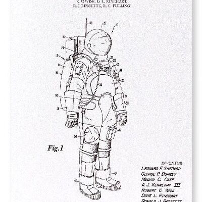 PATENTE DE TRAJE ESPACIAL 1980 Lámina artística