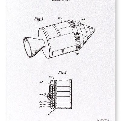 PATENTE DE LA CUBIERTA DEL RADIADOR DE LA NAVE ESPACIAL 1969 Lámina artística