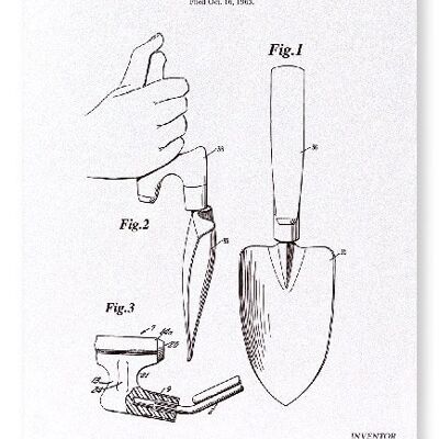 BREVETTO DI FRATTAZZO CON MANICO PER UTENSILI DA GIARDINO 1966 Stampa artistica