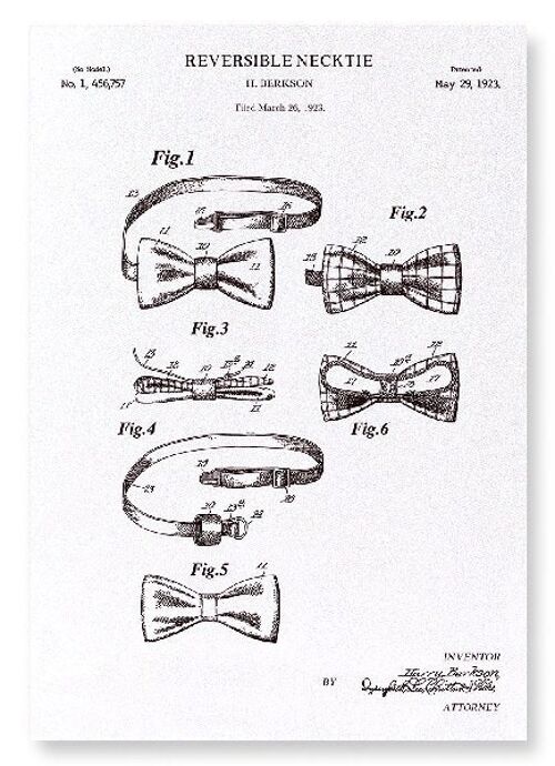 PATENT OF REVERSIBLE BOW TIE 1923  Art Print