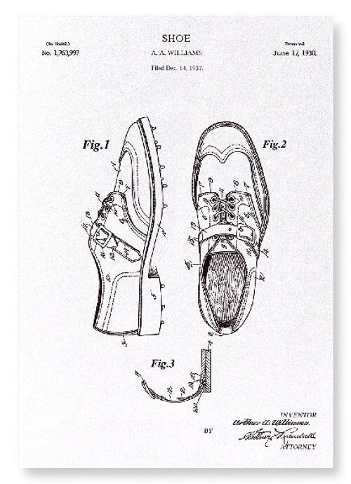 PATENT OF GOLF SHOES 1930  Art Print