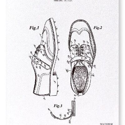 PATENT VON GOLFSCHUHEN 1930 Kunstdruck