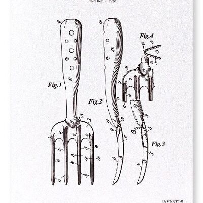 PATENT OF HAND GARDEN FORK 1930  Art Print