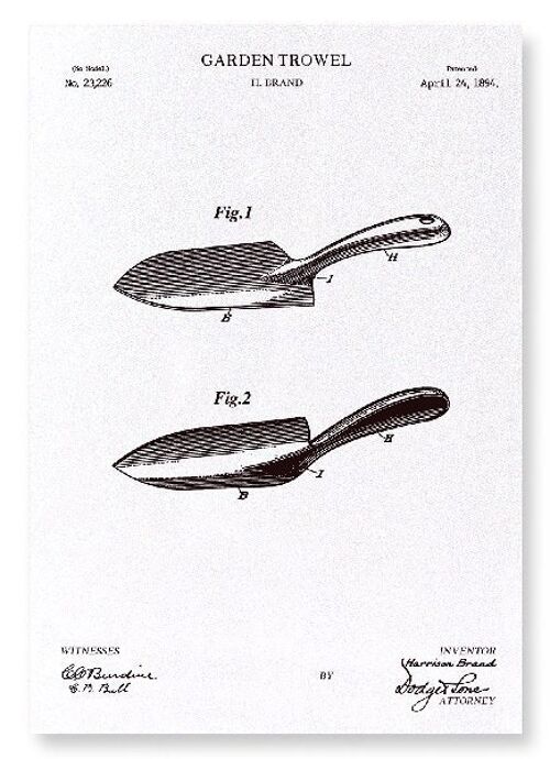 PATENT OF GARDEN TROWEL 1894  Art Print