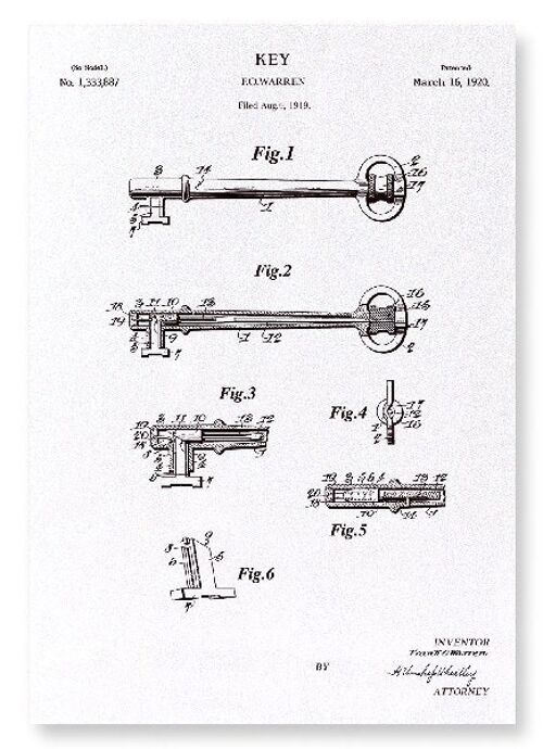 PATENT OF KEY 1920  Art Print