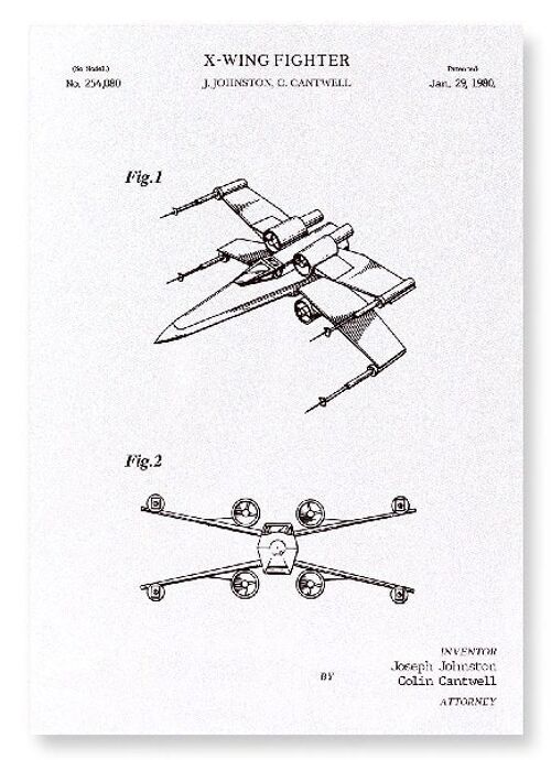 PATENT OF X-WING FIGHTER 1980  Art Print
