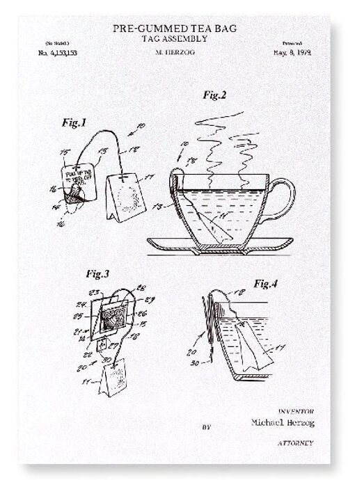 PATENT OF PRE-GUMMED TEA BAG 1979  Art Print