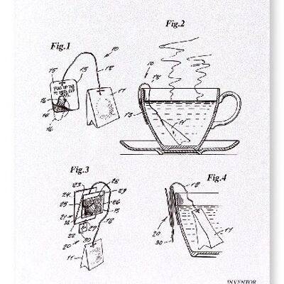 PATENT VON VORGUMMIERTEM TEE BEUTEL 1979 Kunstdruck