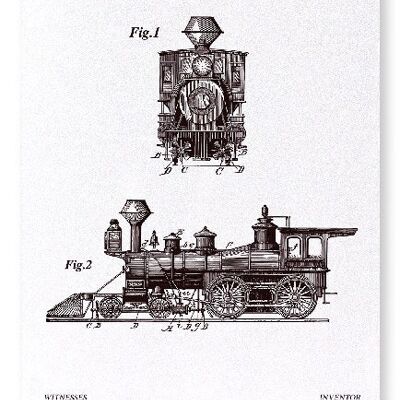 PATENTE DE QUITANIEVES EN LOCOMOTORAS 1884 Lámina artística