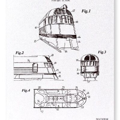 BREVETTO DI COSTRUZIONE FRONTALE DEL VAGONO FERROVIARIO 1941 2xPrints