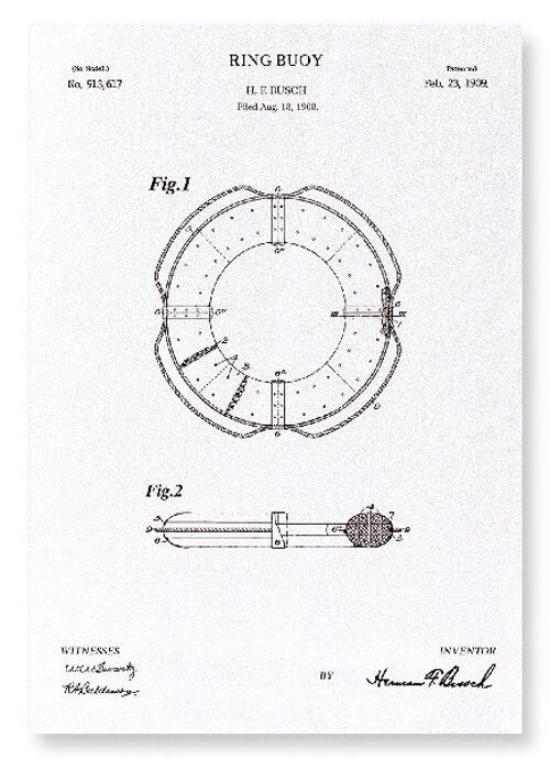 PATENT OF RING BUOY 1909  Art Print