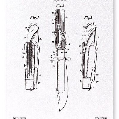 BREVETTO DI COLTELLO DA CACCIA 1903 Stampa artistica