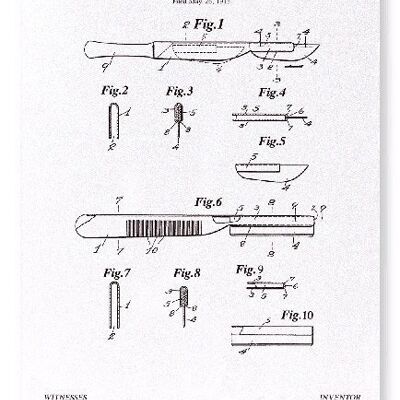 PATENT OF SCALPEL 1916  Art Print