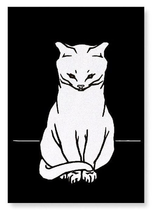 SITTING CAT 1918  IN WHITE Art Print