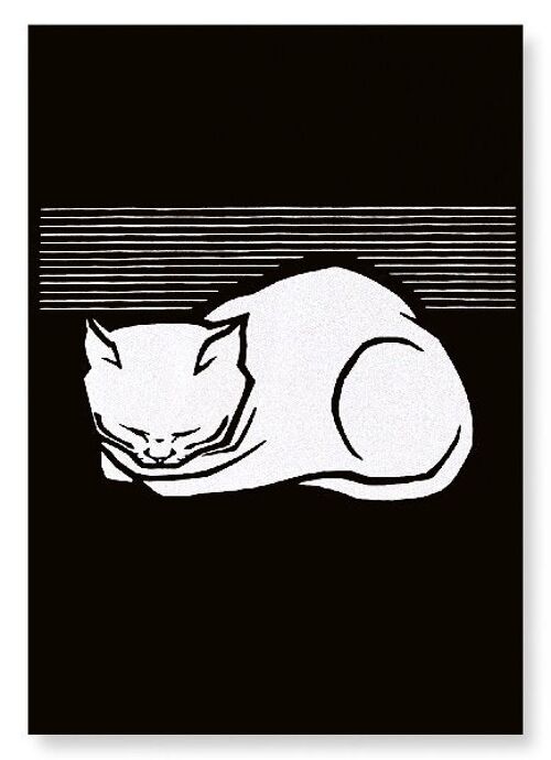 SLEEPING CAT 1917  IN WHITE Art Print