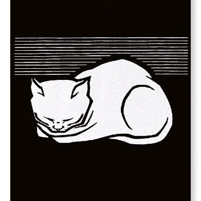 SCHLAFENDE KATZE 1917 IN WEISS Kunstdruck