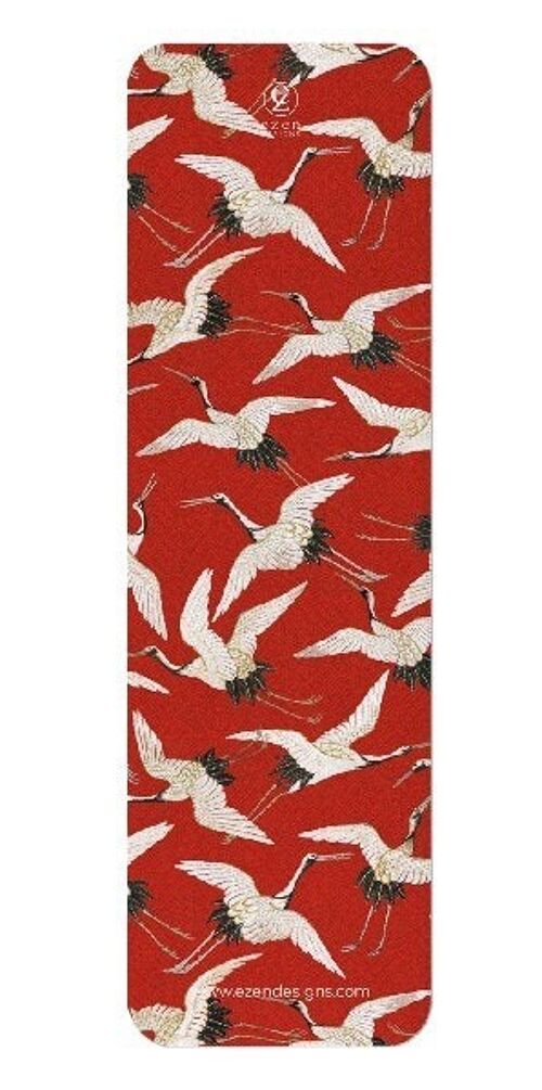 CRANE EMBROIDERY ON RED Bookmark