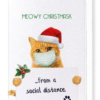 SOCIAL DISTANCE MEOWY XMASK Greeting Card
