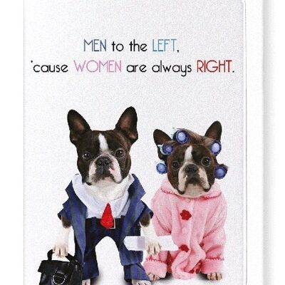 MEN TO THE LEFT Greeting Card