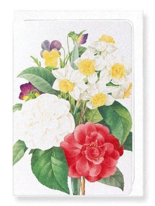 PANSIES, NARCISSUS & CAMELLIA (DETAIL): Greeting Card