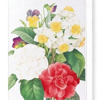 PANSIES, NARCISSUS & CAMELLIA (DETAIL): Greeting Card