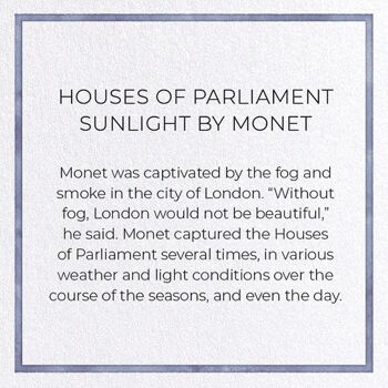 MAISONS DU PARLEMENT SUNLIGHT PAR MONET Carte de vœux 3