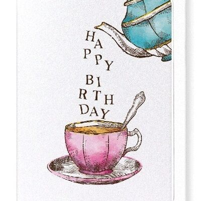 POURING BIRTHDAY TEA Greeting Card
