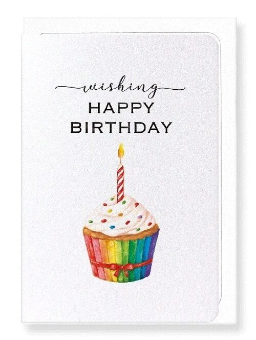 RAINBOW BIRTHDAY CUPCAKE Greeting Card