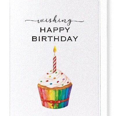 RAINBOW BIRTHDAY CUPCAKE Greeting Card