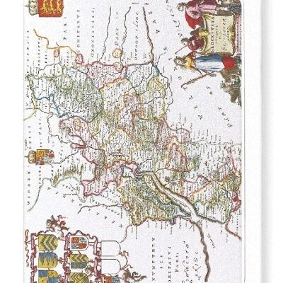 KARTE VON GLOUCESTERSHIRE 1665 Grußkarte