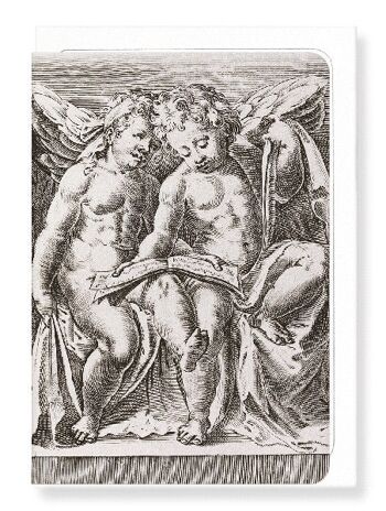 DEUX ANGES ASSIS APRÈS 1583 Carte de vœux 1