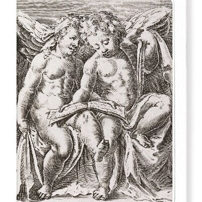 TWO SEATED ANGELS AFTER 1583  Greeting Card