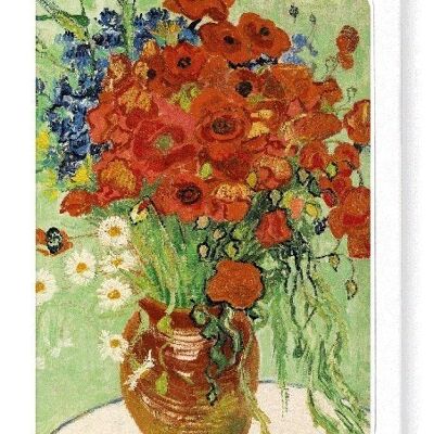 VASE MIT GÄNSEBLÜMCHEN UND MOHNBLUMEN 1890 Grußkarte