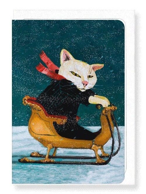 CAT ON A SLEIGH Greeting Card