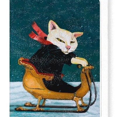 CAT ON A SLEIGH Greeting Card