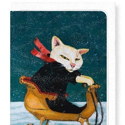 CAT ON A SLEIGH Greeting Card