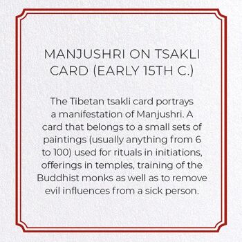 MANJUSHRI SUR LA CARTE TSAKLI DÉBUT DU 15ème S. Carte de vœux 3