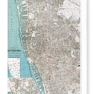 MAPPA DI LIVERPOOL C.1885 Biglietto d'auguri