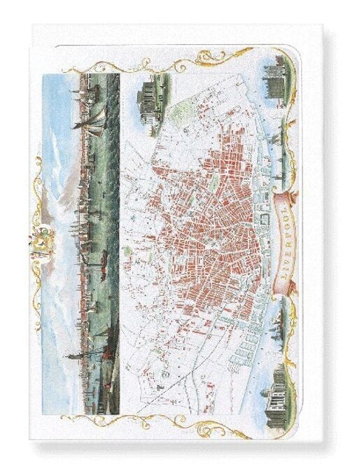MAP OF LIVERPOOL 1851  Greeting Card
