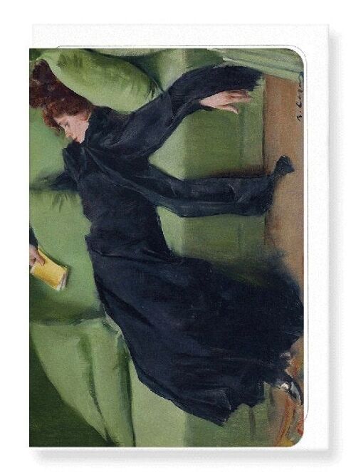 DECADENT YOUNG WOMAN. AFTER THE DANCE. 1899  Greeting Card