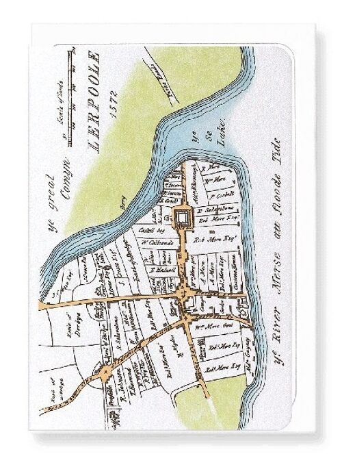 LIVERPOOL MAP 1572  Greeting Card