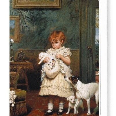 Biglietto d'auguri RAGAZZA CON CANI 1893