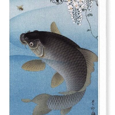 CARP AND WISTERIA Japanese Greeting Card