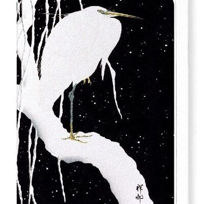 EGRET IN WINTER Japanese Greeting Card