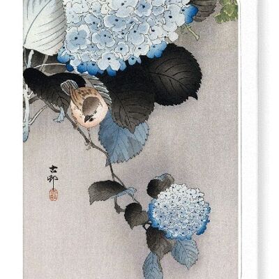 SPARROW AND HORTENSIA Japanese Greeting Card