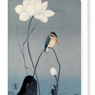 KINGFISHER AND LOTUS Japanese Greeting Card