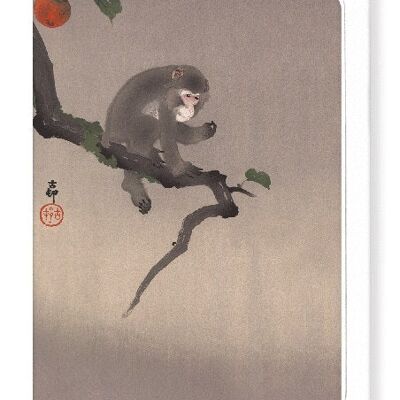 MONKEY AND PERSIMMON FRUIT Japanese Greeting Card